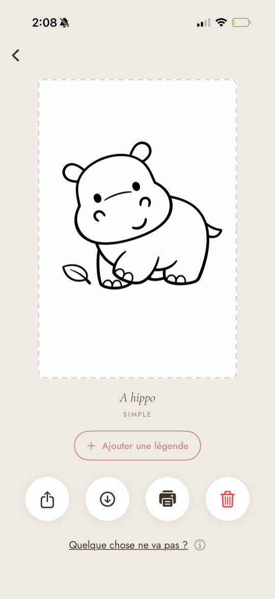 Colorín coloring page of a baby hippo