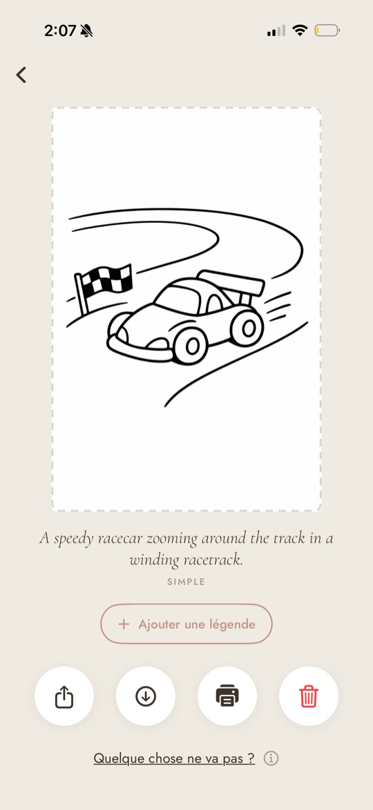 Colorín coloring page of a racecar on a winding track